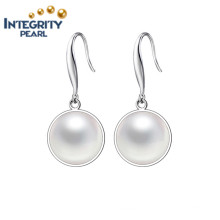 High Quality Pearl Earring AAA 9-10mm Button Pearl Earrings 925 Silver